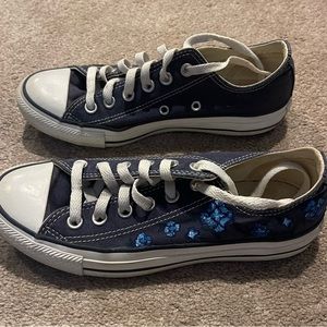 Converse Chuck Taylor navy and white hand painted one of a kind sneaker